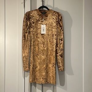 NWT Caroline Constas Velvet Lulu Mini Dress Gold